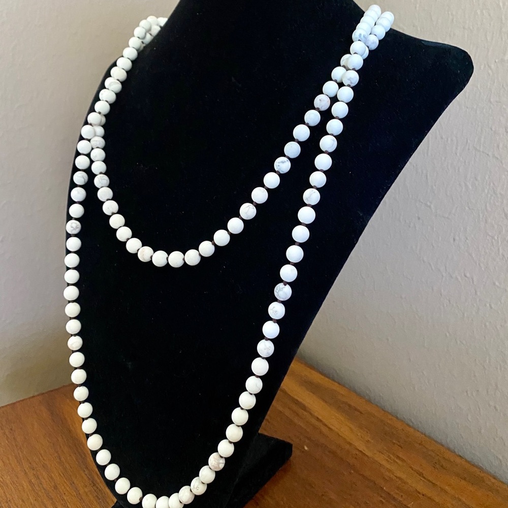Long Marble Bead Necklace